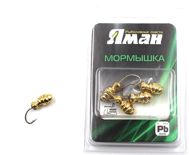 Мормышка "ЯМАН" шмель с отв.,цв.GOLD PLATED, вес 1,2 г (уп. 5 шт.)
