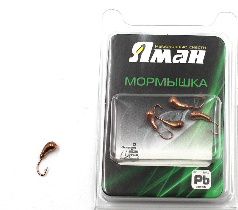 Мормышка "ЯМАН" уралка с отв.,цв.COPPER PLATED, d 4, вес 0,5 г (уп. 5 шт.)