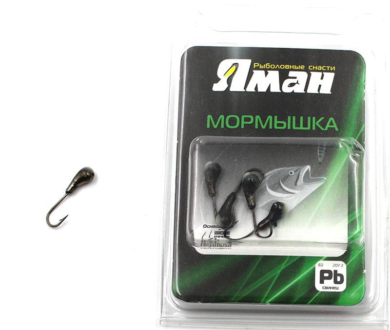Мормышка "ЯМАН" уралка с отв.,цв.BN, с фосф. пяткой, d 5, вес 1,0 г (уп. 5 шт.)