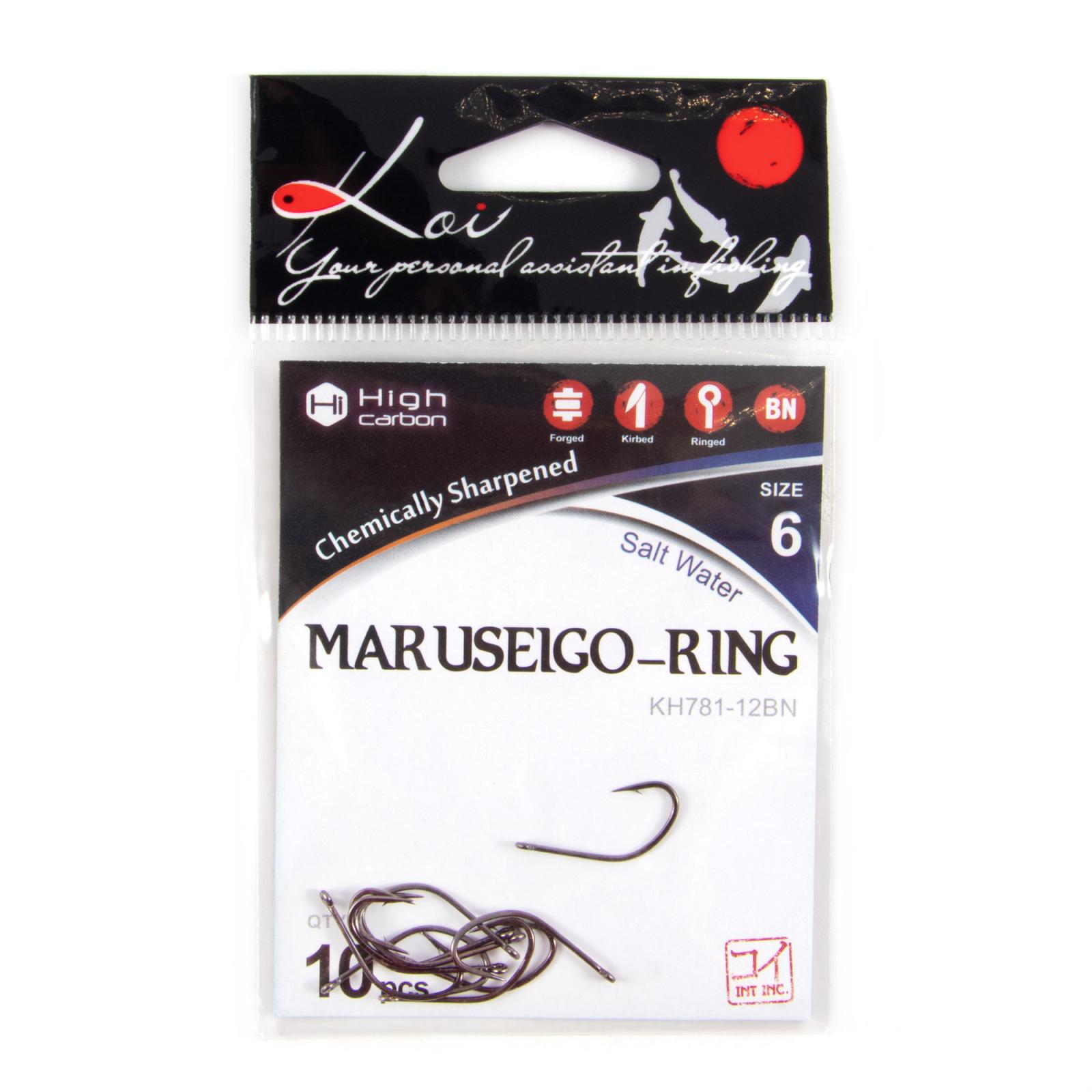Крючок KOI "MARUSEIGO-RING", размер 6 (INT)/12 (AS), цвет BN (10 шт.) - 4