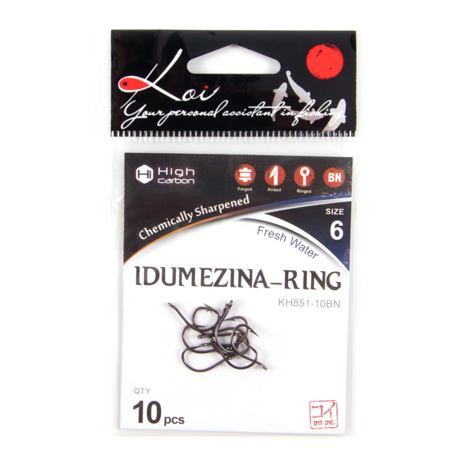Крючок KOI "IDUMEZINA-RING", размер 6 (INT)/10 (AS), цвет BN (10 шт.) - 4