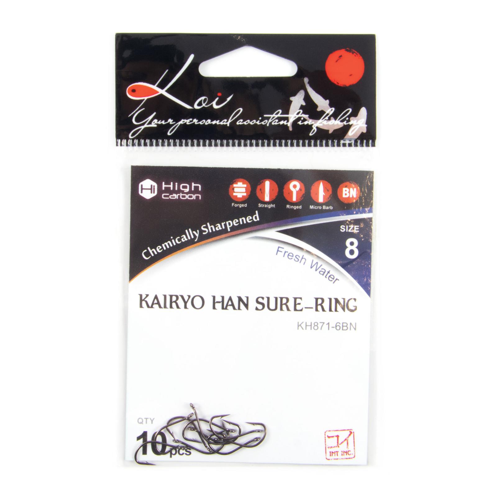 Крючок KOI "KAIRYO HAN SURE-RING", размер 8 (INT)/6 (AS), цвет BN (10 шт.) - 4