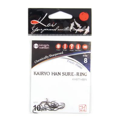 Крючок KOI "KAIRYO HAN SURE-RING", размер 8 (INT)/6 (AS), цвет BN (10 шт.) - 4