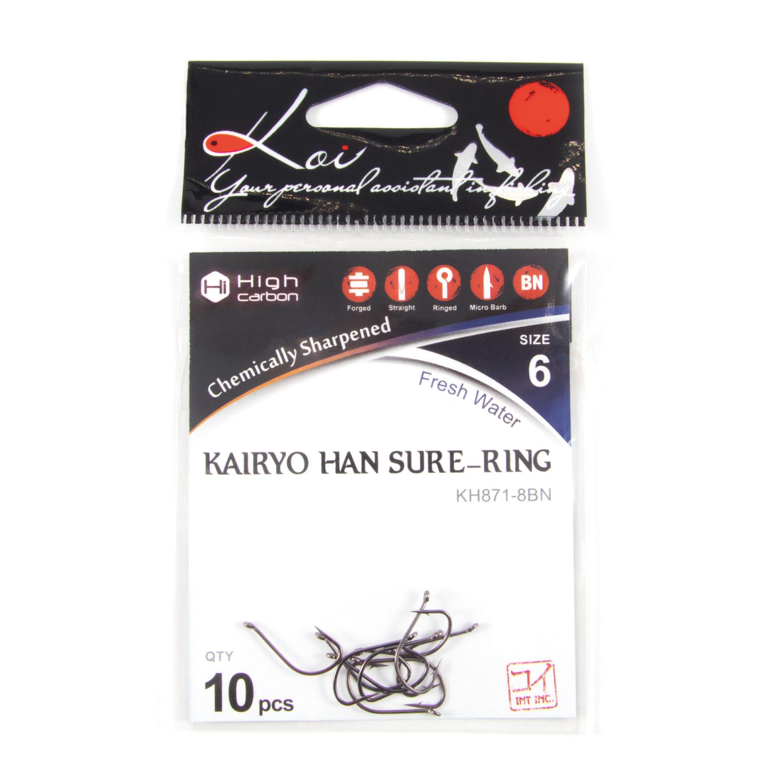 Крючок KOI "KAIRYO HAN SURE-RING", размер 6 (INT)/8 (AS), цвет BN (10 шт.) - 4