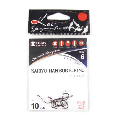 Крючок KOI "KAIRYO HAN SURE-RING", размер 6 (INT)/8 (AS), цвет BN (10 шт.) - 4