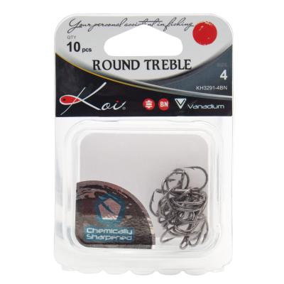 Крючок KOI "ROUND TREBLE", размер 4 (INT), цвет BN, тройник (10 шт.) - 5