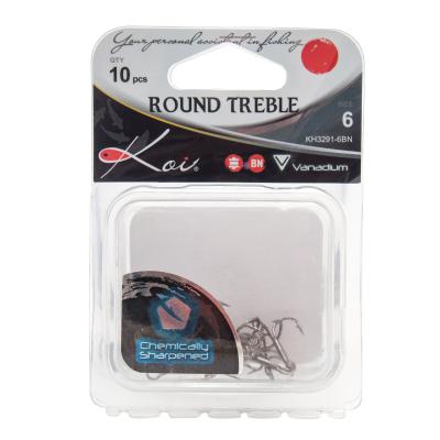 Крючок KOI "ROUND TREBLE", размер 6 (INT), цвет BN, тройник (10 шт.) - 5