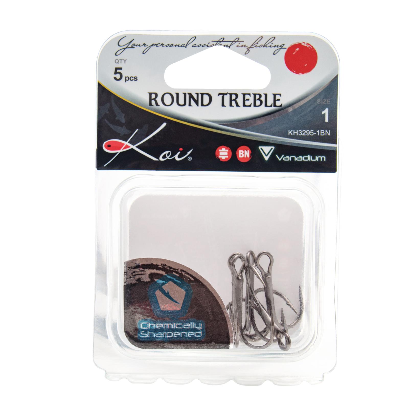 Крючок KOI "ROUND TREBLE", размер 1 (INT), цвет BN, тройник (5 шт.) - 5
