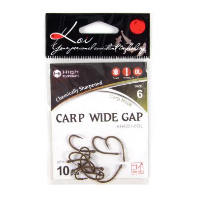Крючок KOI "CARP WIDE GAP", размер 6 (INT), цвет OL, карповый (10 шт.) - 4
