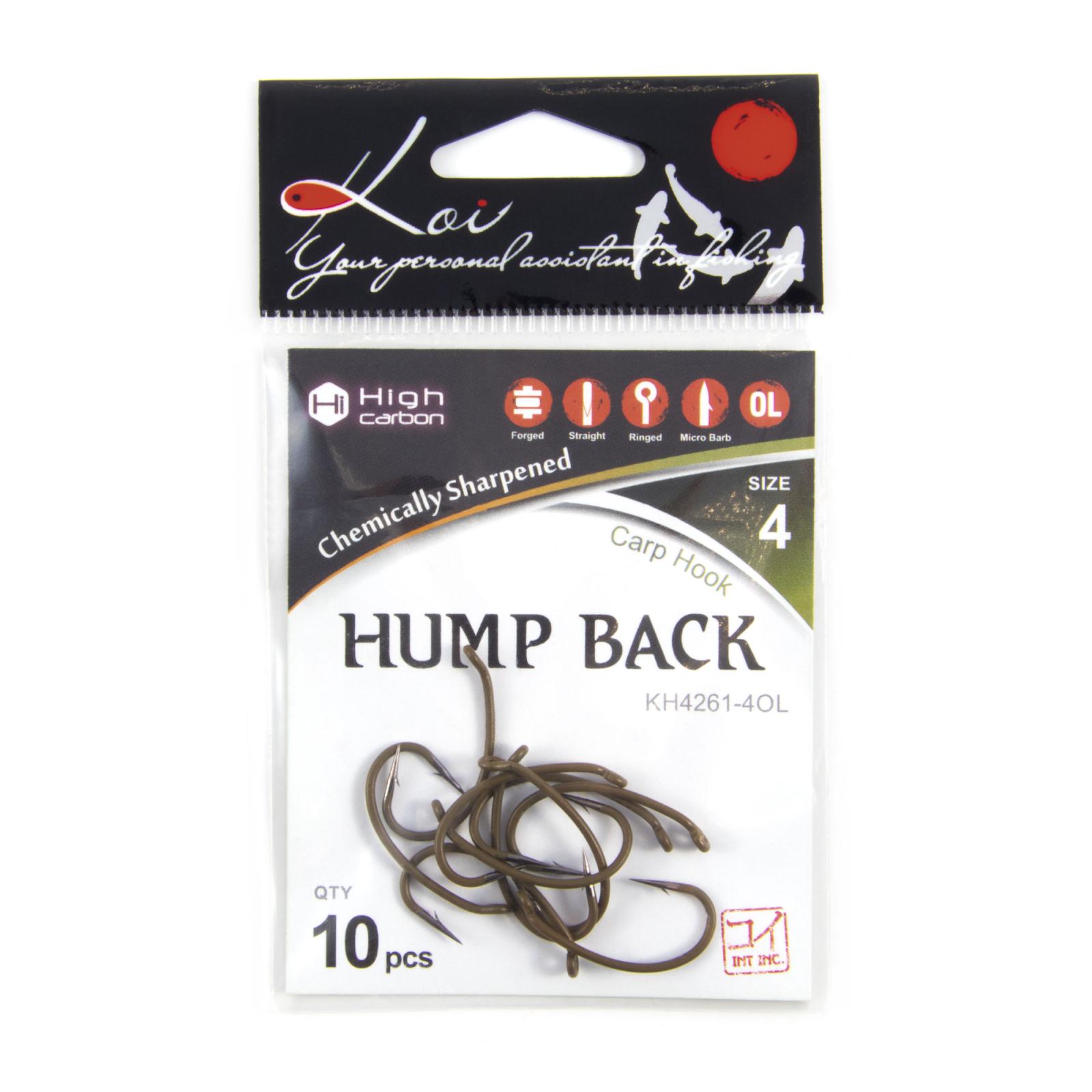 Крючок KOI "HUMP BACK", размер 4 (INT), цвет OL, карповый (10 шт.) - 4