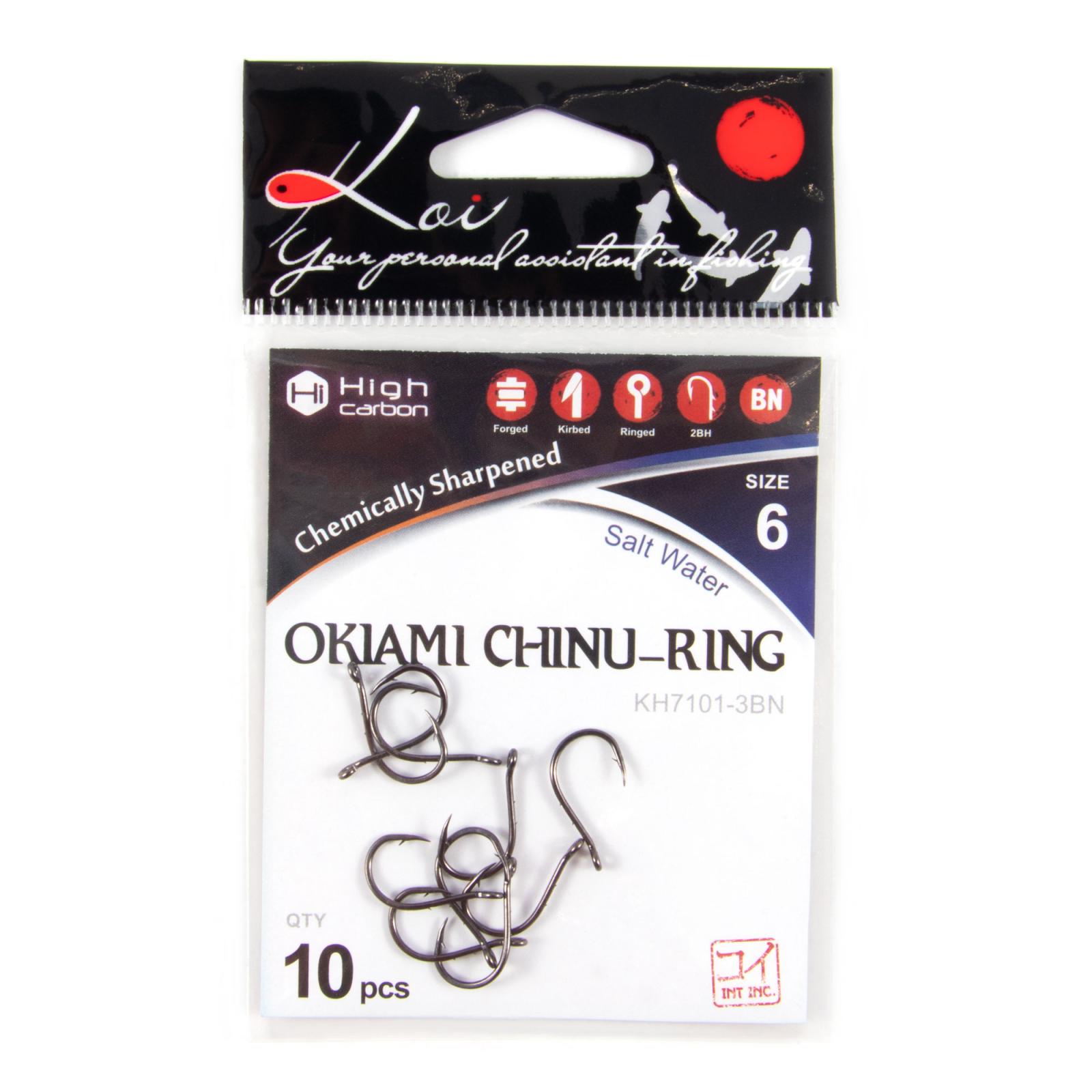 Крючок KOI "OKIAMI CHINU-RING", размер 6 (INT)/3 (AS), цвет BN (10 шт.) - 4