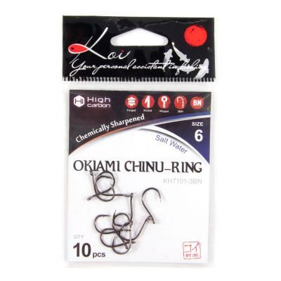 Крючок KOI "OKIAMI CHINU-RING", размер 6 (INT)/3 (AS), цвет BN (10 шт.) - 4