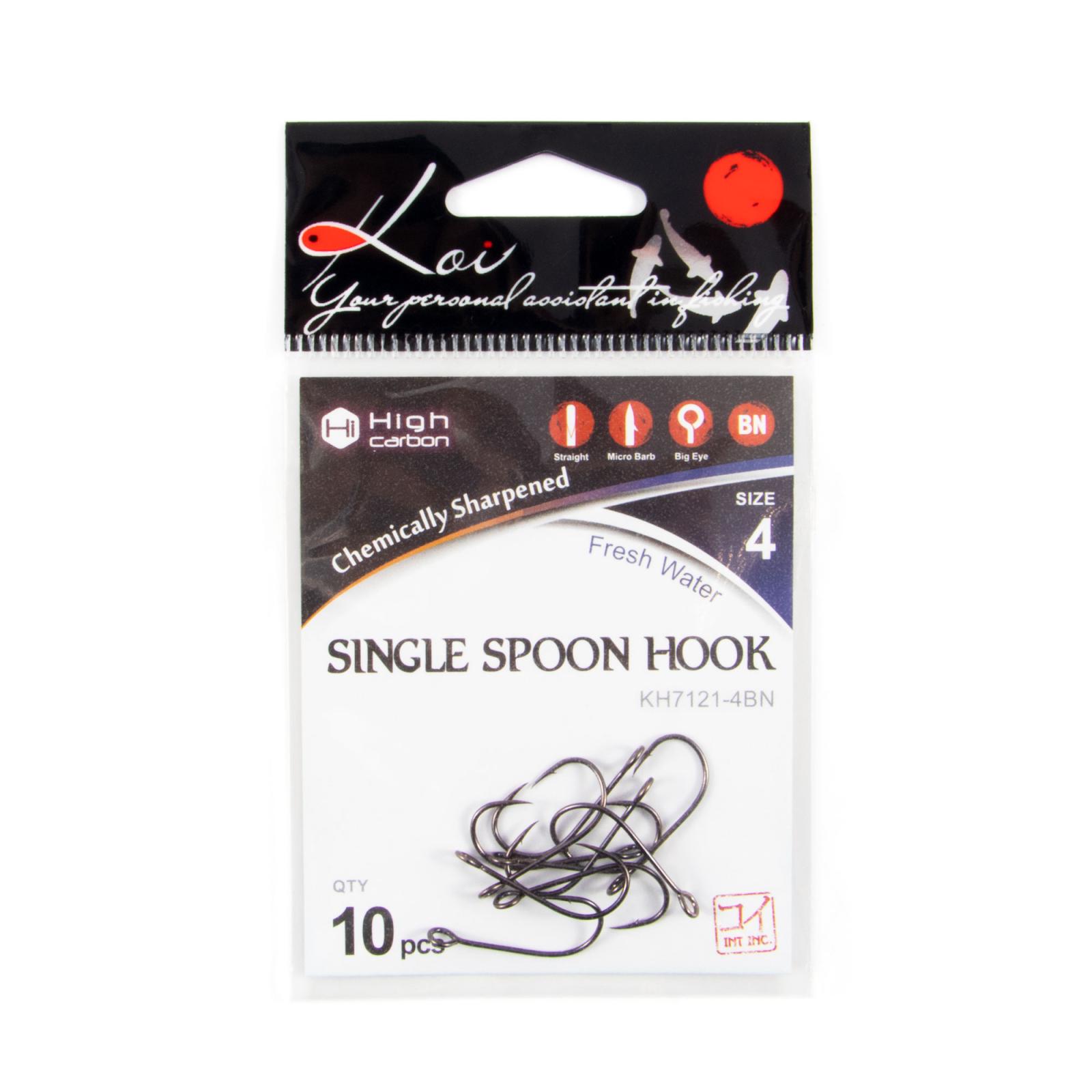 Крючок KOI "SINGLE SPOON HOOK", размер 4 (INT), цвет BN (10 шт.) - 4