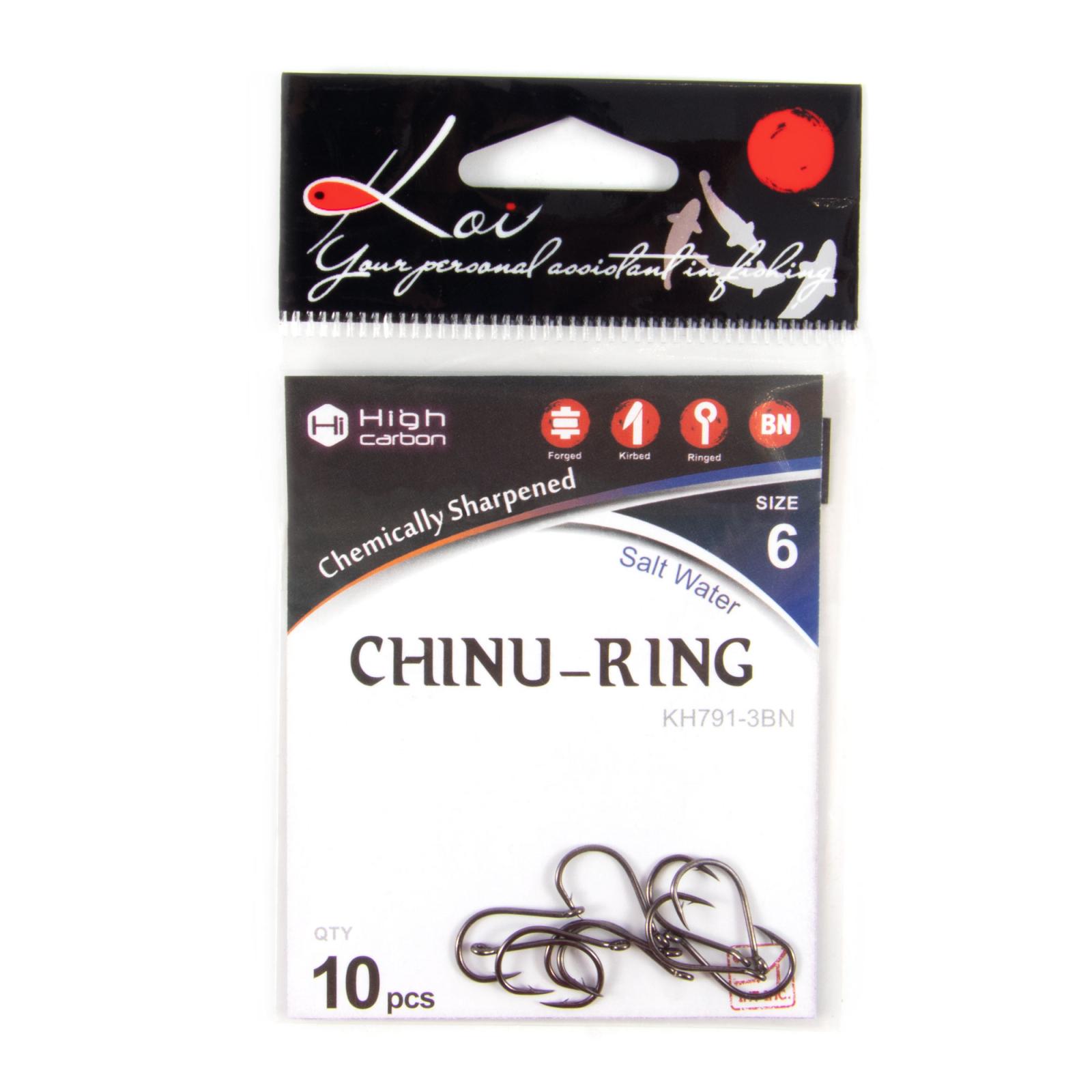 Крючок KOI "CHINU-RING", размер 6 (INT)/3 (AS), цвет BN (10 шт.) - 4