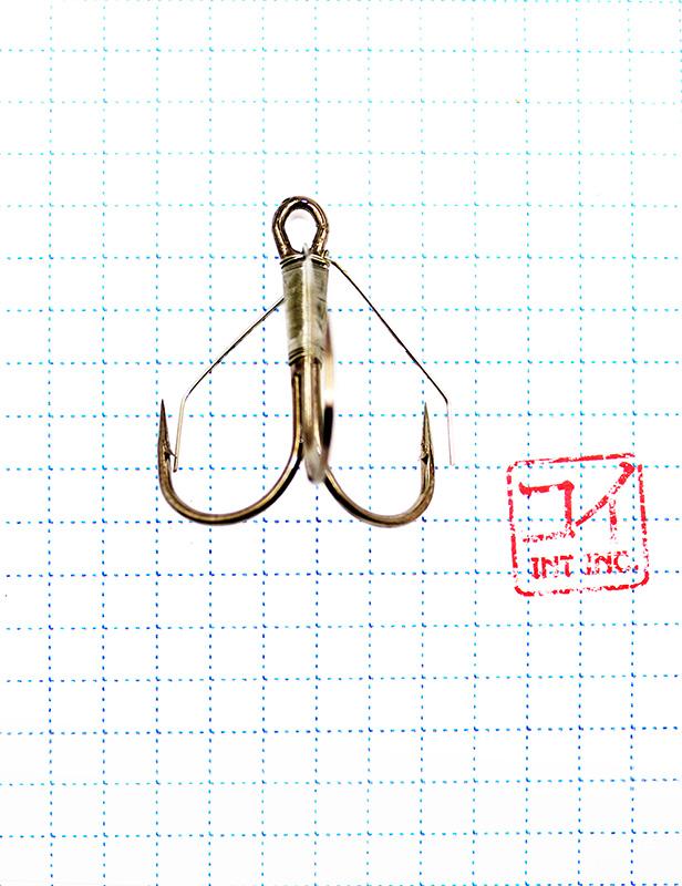 Крючок KOI "WEEDLESS TREBLE HOOK ", размер 1/0 (INT), цвет BN, тройник незацепляйка (5 шт.)