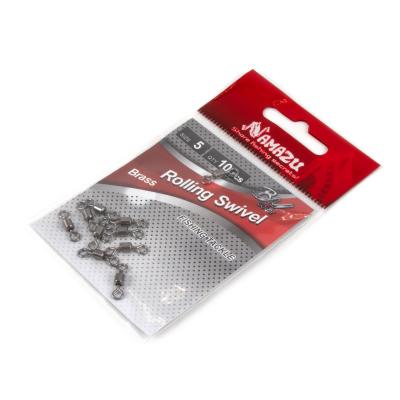 Вертлюг Namazu ROLLING SWIVEL, латунь, цв. BN, р. 5, test-24 кг (уп.10 шт) - 4