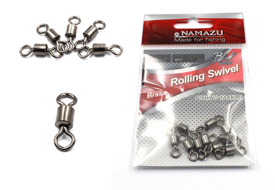 Вертлюг Namazu ROLLING SWIVEL, латунь, цв. BN, р. 1, test-43 кг (уп.10 шт)