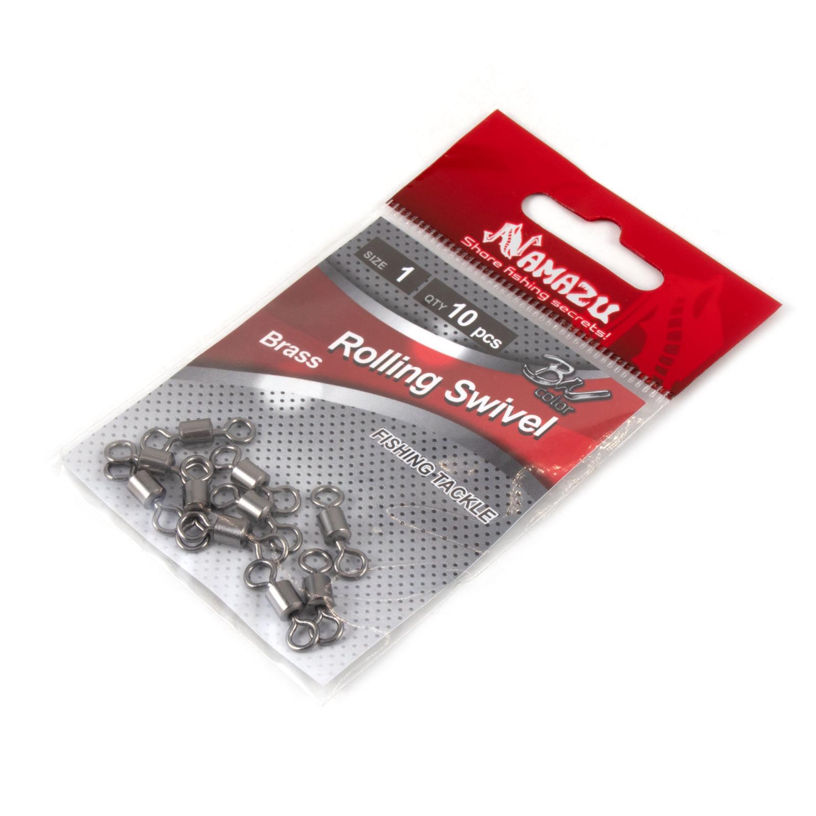 Вертлюг Namazu ROLLING SWIVEL, латунь, цв. BN, р. 1, test-43 кг (уп.10 шт) - 4