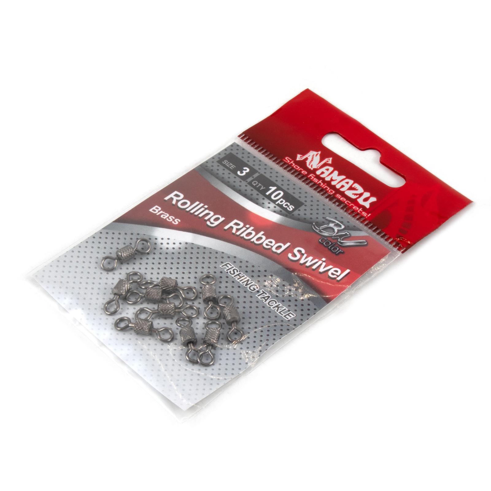 Вертлюг Namazu ROLLING RIBBED SWIVEL, латунь, цв. BN, р. 3, test-35 кг (уп.10 шт) - 4