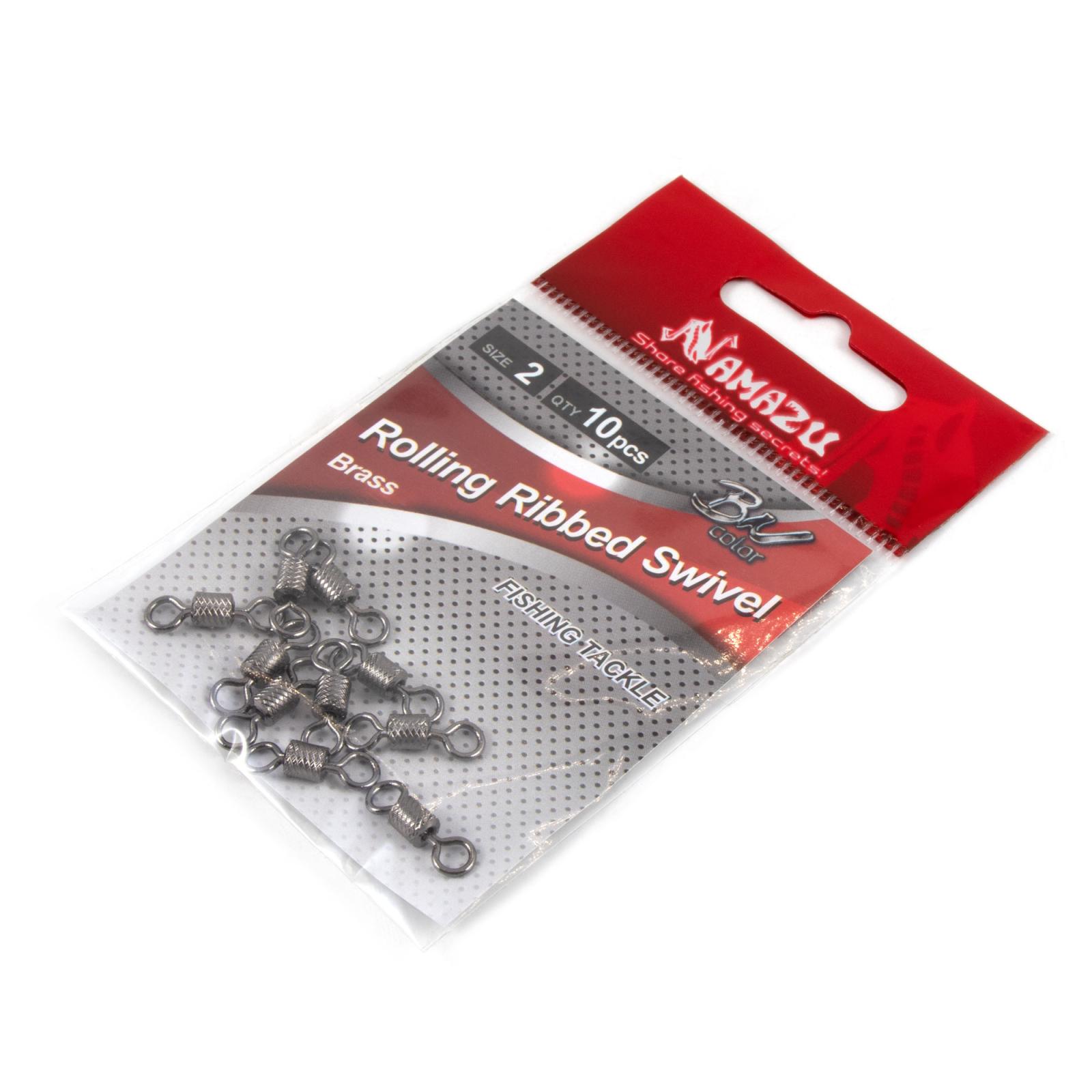 Вертлюг Namazu ROLLING RIBBED SWIVEL, латунь, цв. BN, р. 2, test-43 кг (уп.10 шт) - 4