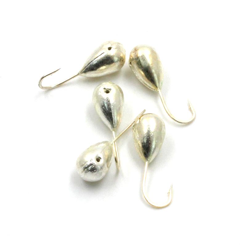 Мормышка "ЯМАН" капля с отв.,цв.SILVER PLATED, d 6, вес 1,3 г (уп. 5 шт.)