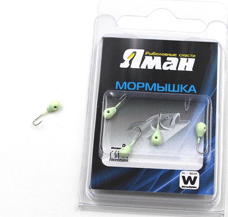 Мормышка вольф"ЯМАН"Капля с отв, р.5, вес1,70,цв.фосфор (уп.5 шт.)