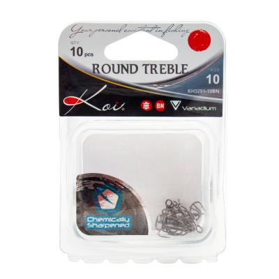 Крючок KOI "ROUND TREBLE", размер 10 (INT), цвет BN, тройник (10 шт.) - 5