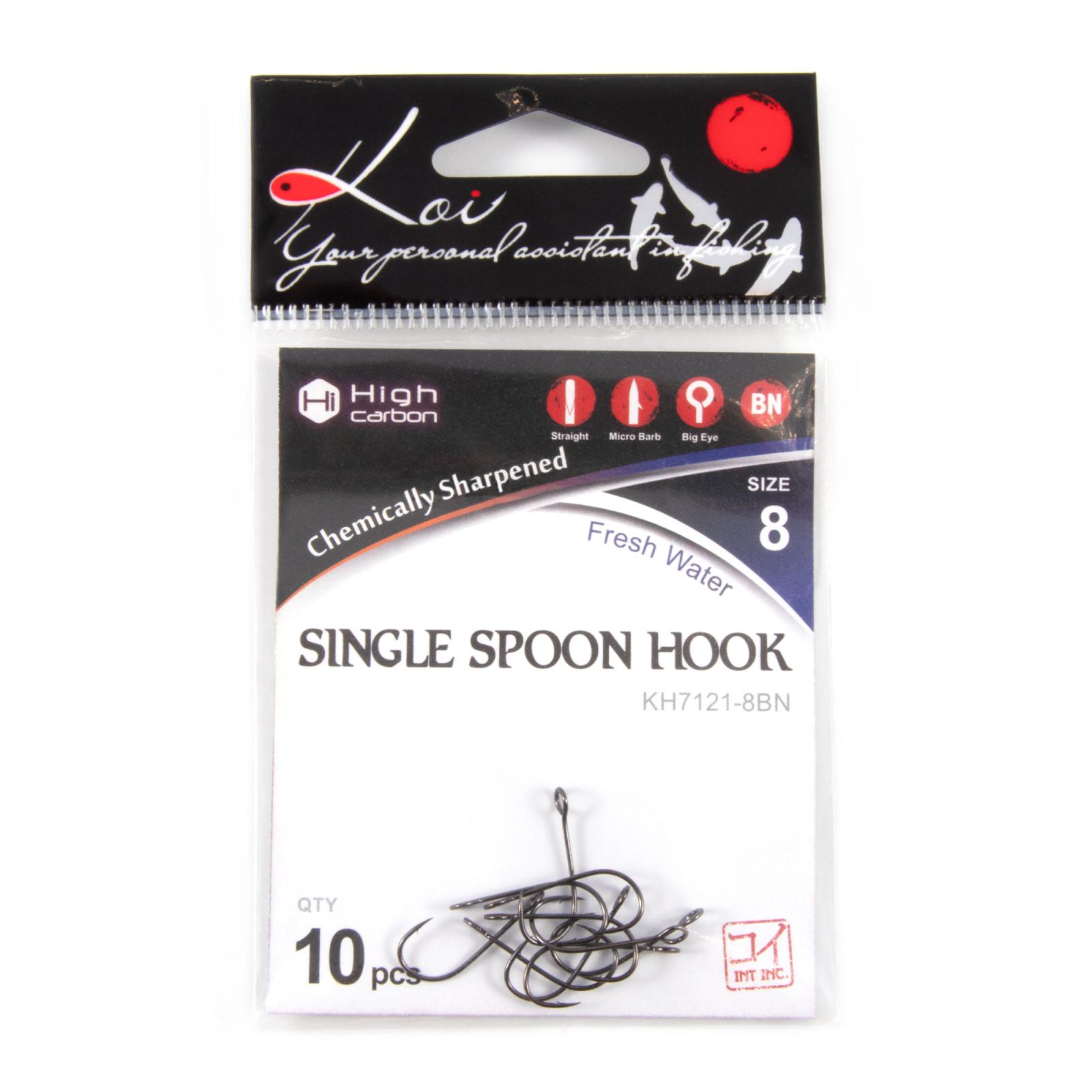 Крючок KOI "SINGLE SPOON HOOK", размер 8 (INT), цвет BN (10 шт.) - 4