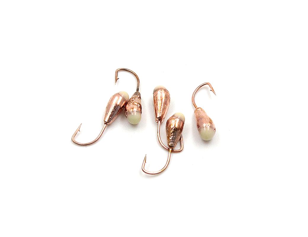 Мормышка "ЯМАН" капля с отв.,цв.COPPER PLATED, с фосф. пяткой, d 6, вес 1,3 г (уп. 5 шт.)