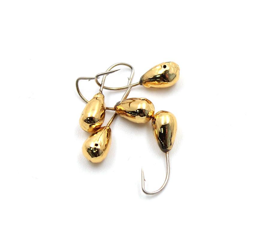 Мормышка "ЯМАН" капля с отв.,цв.GOLD PLATED, d 6, вес 1,3 г (уп. 5 шт.)