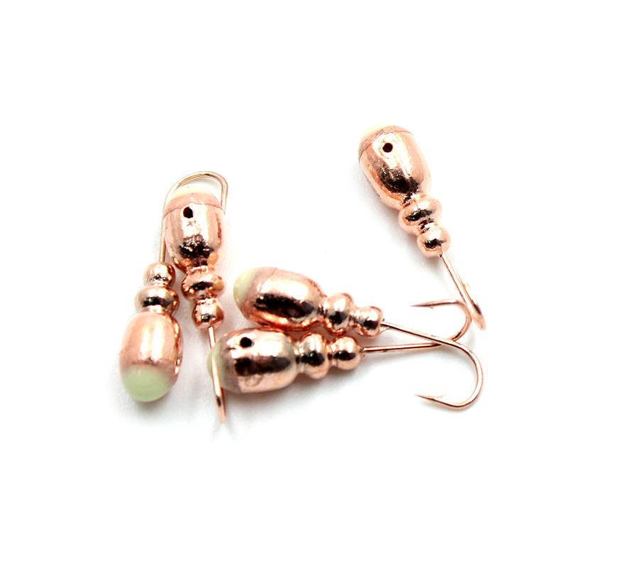 Мормышка "ЯМАН" Немка с отв.,цв.COPPER PLATED, с фосф. пяткой, вес 0,8 г (уп. 5 шт.)