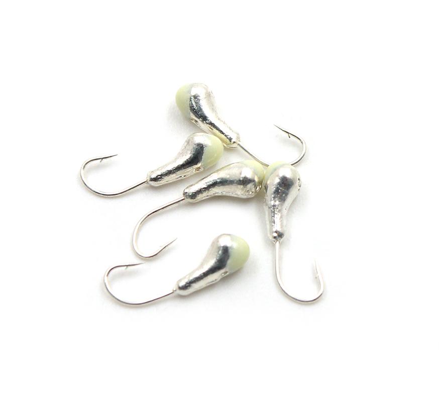 Мормышка "ЯМАН" уралка с отв.,цв.SILVER PLATED, с фосф. пяткой, d 5, вес 1,0 г (уп. 5 шт.) - 1