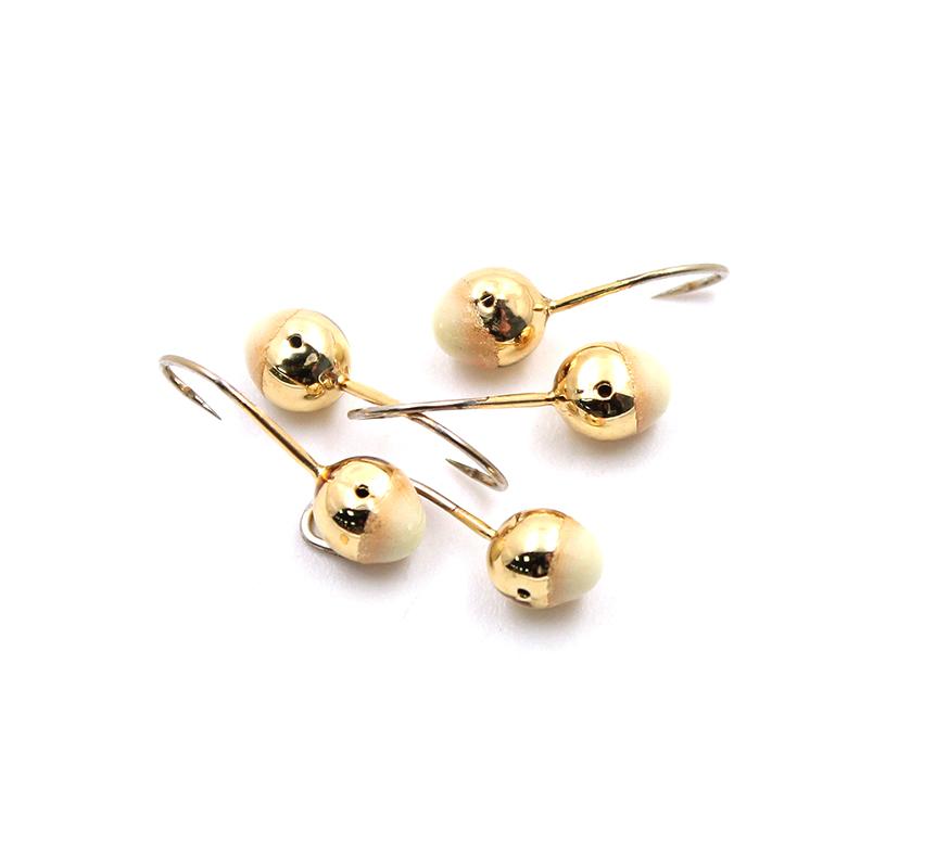 Мормышка "ЯМАН" шар с отв.,цв.GOLD PLATED, с фосф. пяткой, d 4, вес 0,4 г (уп. 5 шт.)