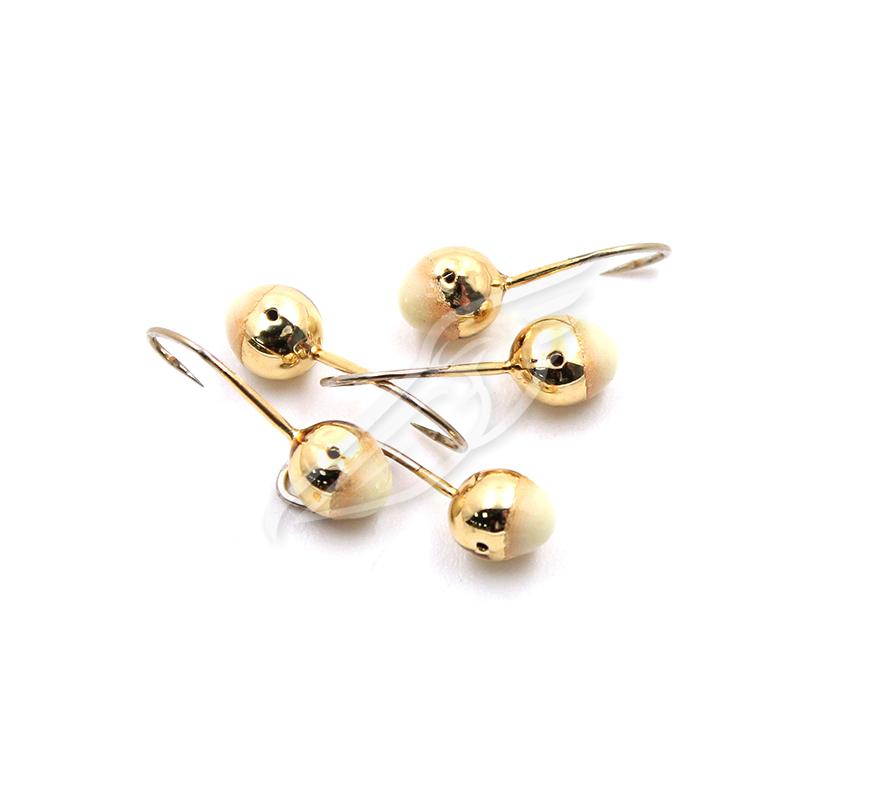 Мормышка "ЯМАН" шар с отв.,цв.GOLD PLATED, с фосф. пяткой, d 6, вес 1,2 г (уп. 5 шт.)