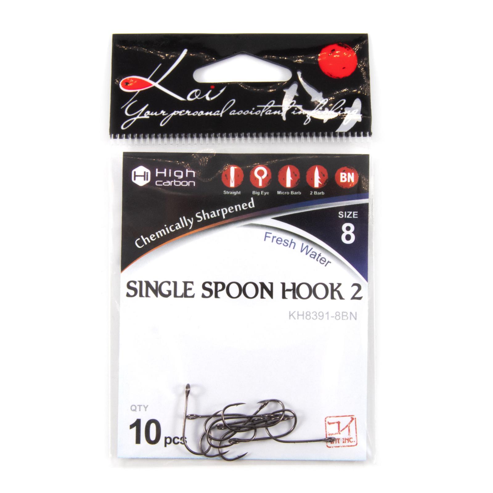 Крючок KOI "SINGLE SPOON HOOK 2", размер 8 (INT), цвет BN (10 шт.) - 4