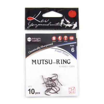 Крючок KOI "MUTSU-RING", размер 6 (INT)/10 (AS), цвет BN (10 шт.) - 4