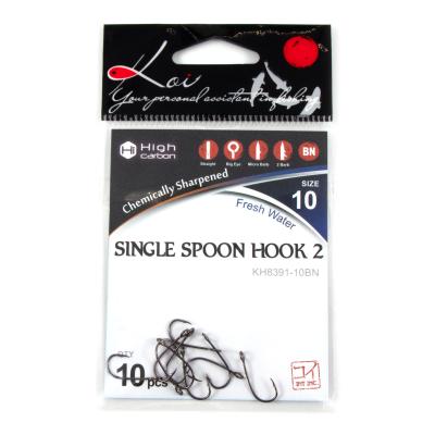 Крючок KOI "SINGLE SPOON HOOK 2", размер 10 (INT), цвет BN (10 шт.) - 3