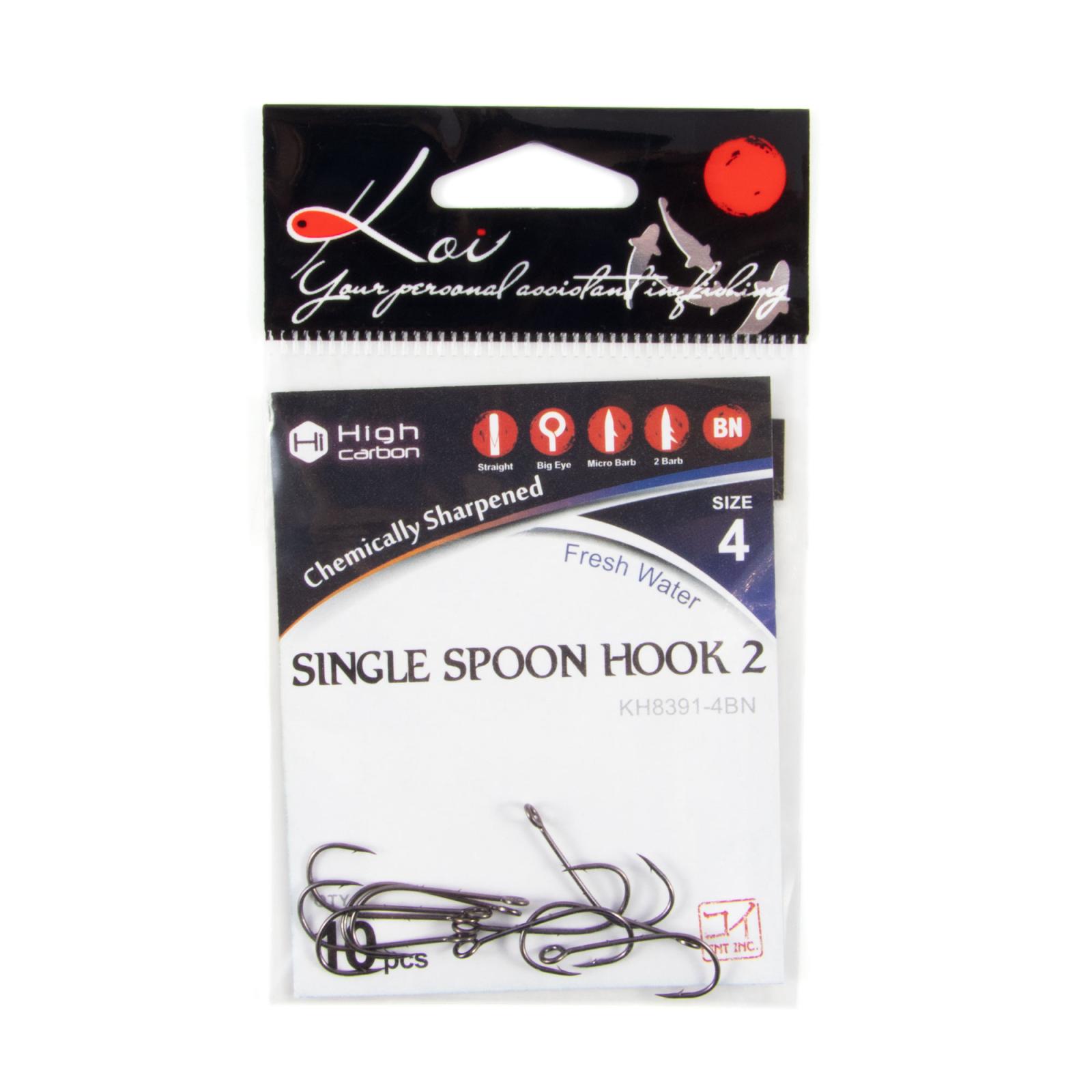 Крючок KOI "SINGLE SPOON HOOK 2", размер 4 (INT), цвет BN (10 шт.) - 4