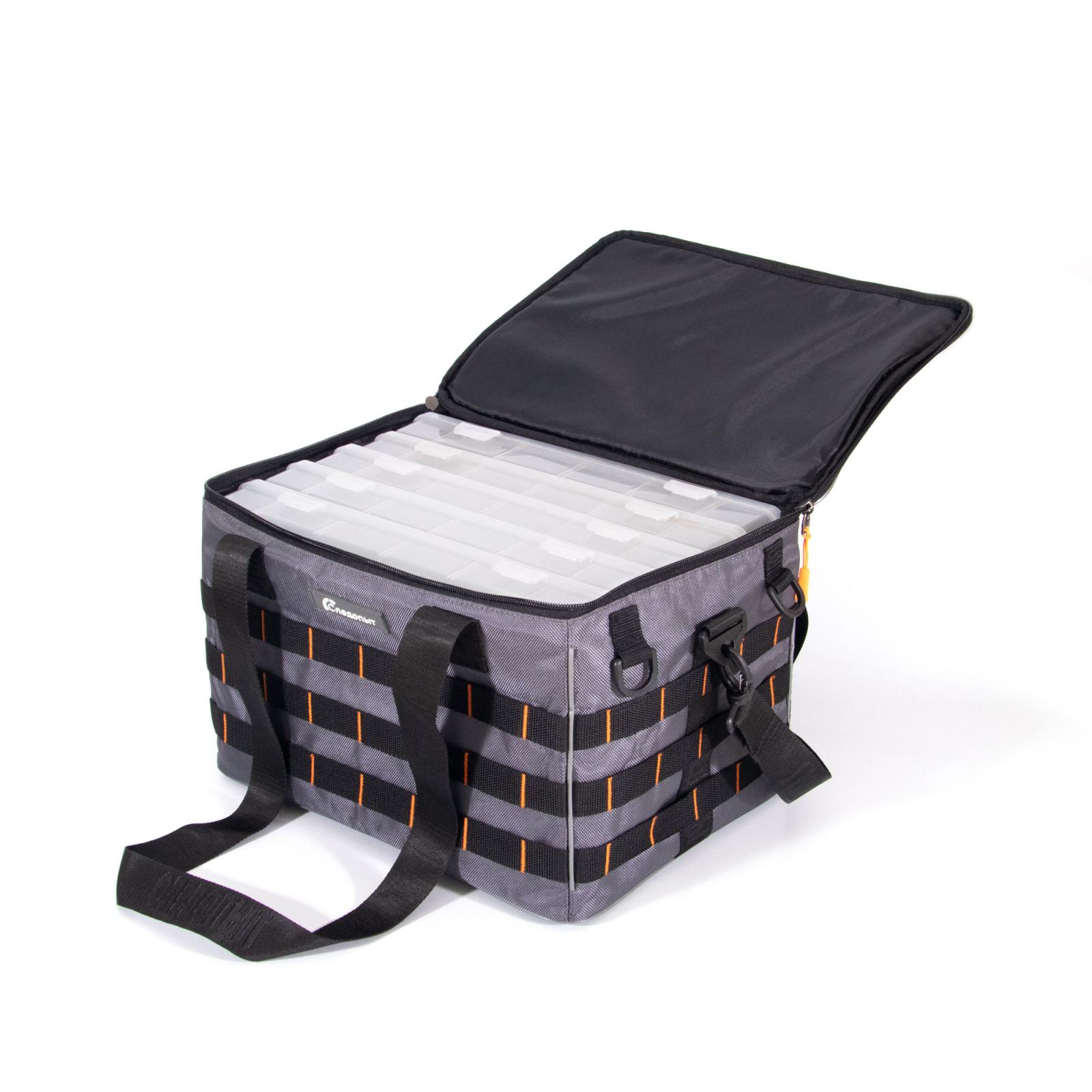 Сумка рыболовная "СЛЕДОПЫТ" Base Lure Bag XL, 38х26х25 см, цв. серый + 5 коробок Luno 28 - 4