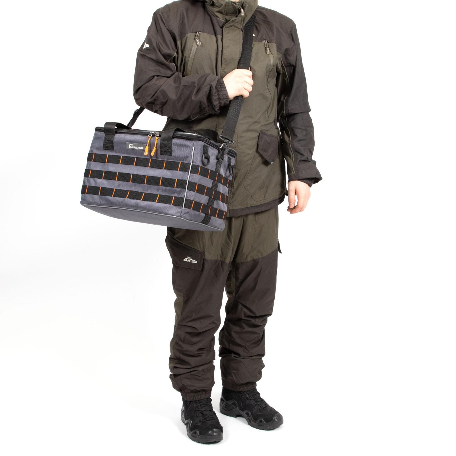 Сумка рыболовная "СЛЕДОПЫТ" Base Lure Bag XL, 38х26х25 см, цв. серый + 5 коробок Luno 28 - 5