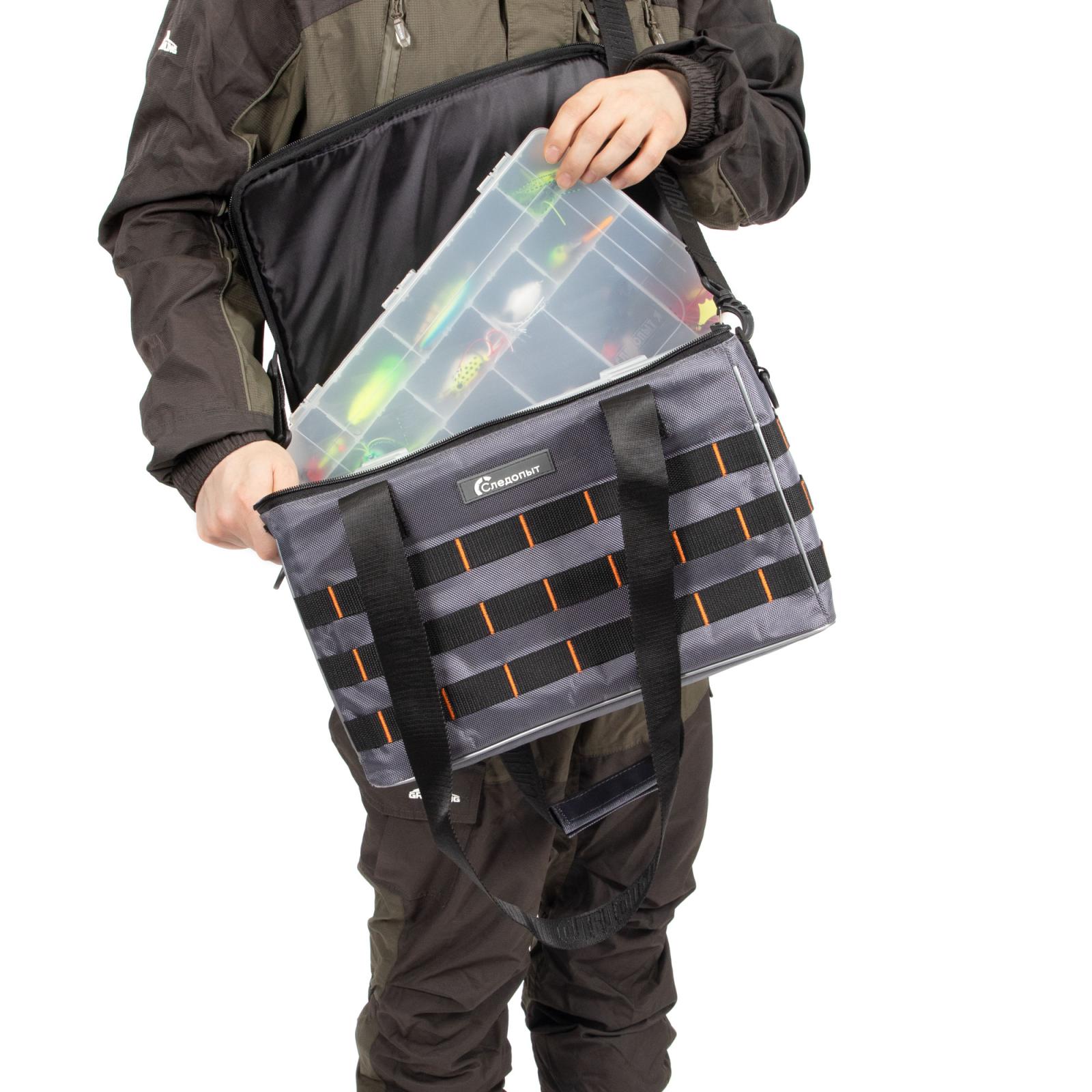 Сумка рыболовная "СЛЕДОПЫТ" Base Lure Bag XL, 38х26х25 см, цв. серый + 5 коробок Luno 28 - 8