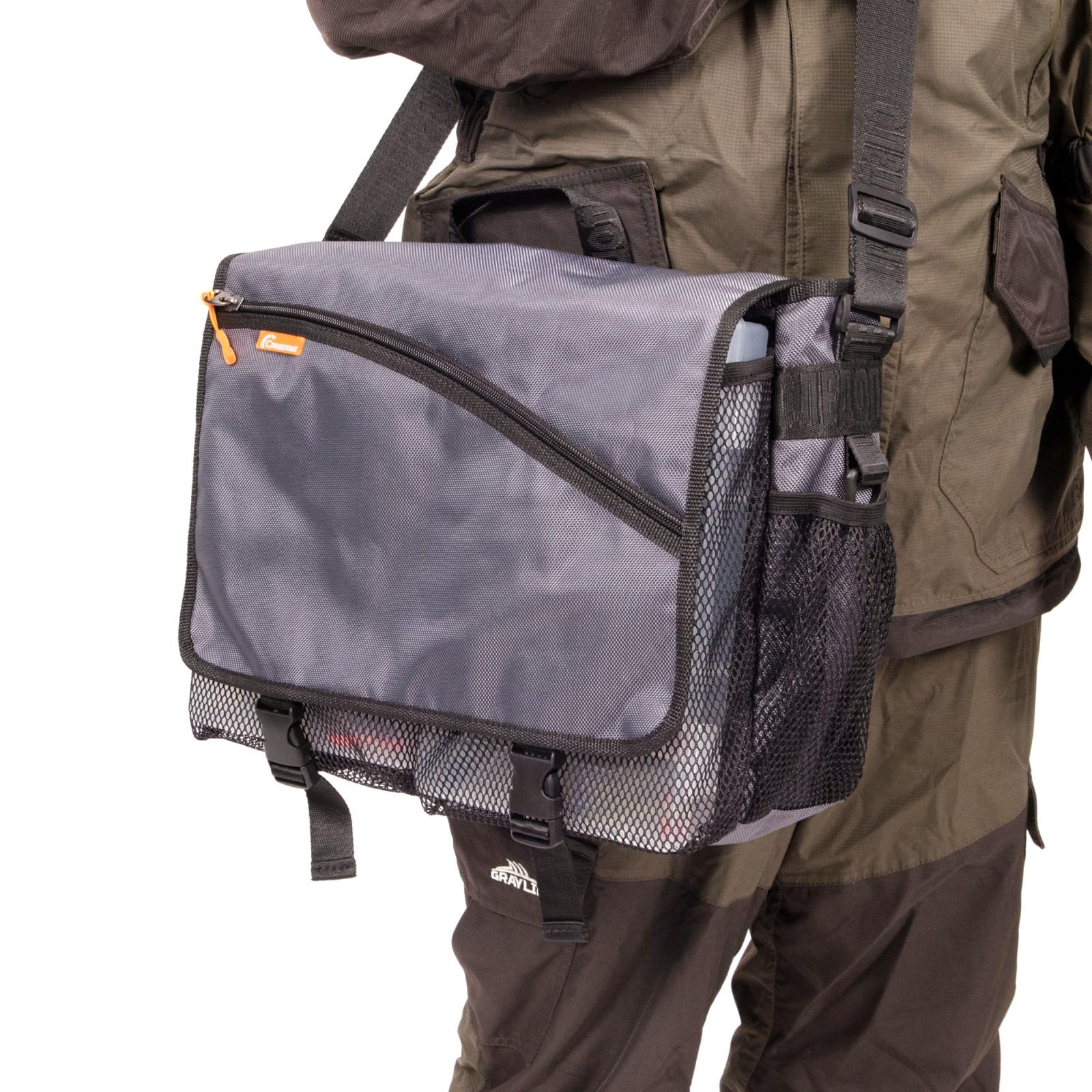 Сумка рыболовная "СЛЕДОПЫТ" Street Fishing Bag, 30х38х16 см, цв. серый + 3 коробки (2 Luno 20/1 Luno - 7