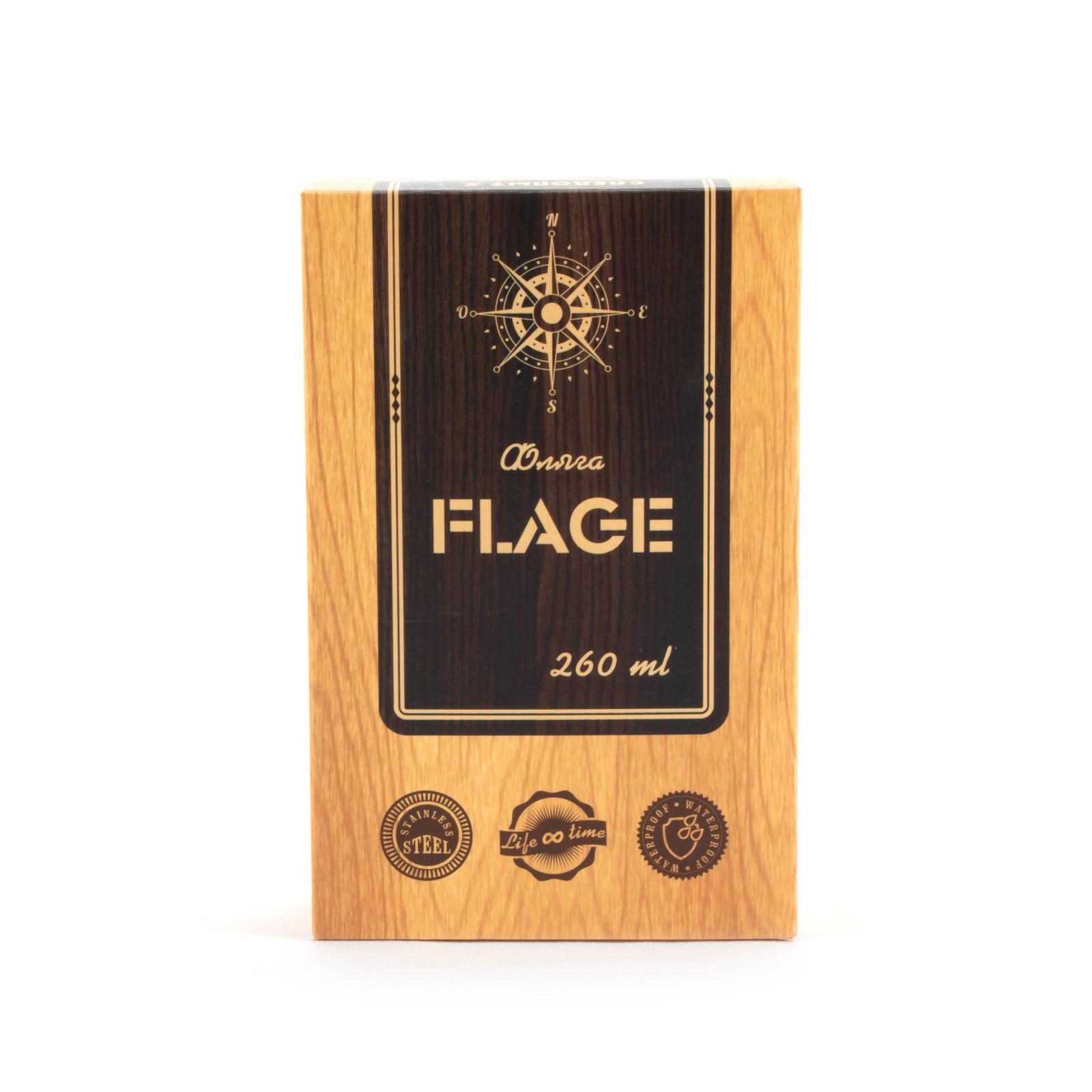 Фляжка «СЛЕДОПЫТ - Flage» в кож.чехле с тиснением, 260 мл, цв. корич (9 fl oz) - 6