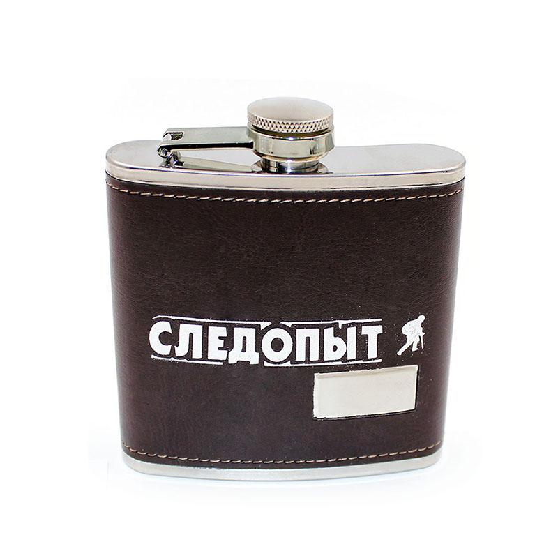 Фляжка «СЛЕДОПЫТ - Browny » в кож. оплете, 180 мл, цв. корич - 1