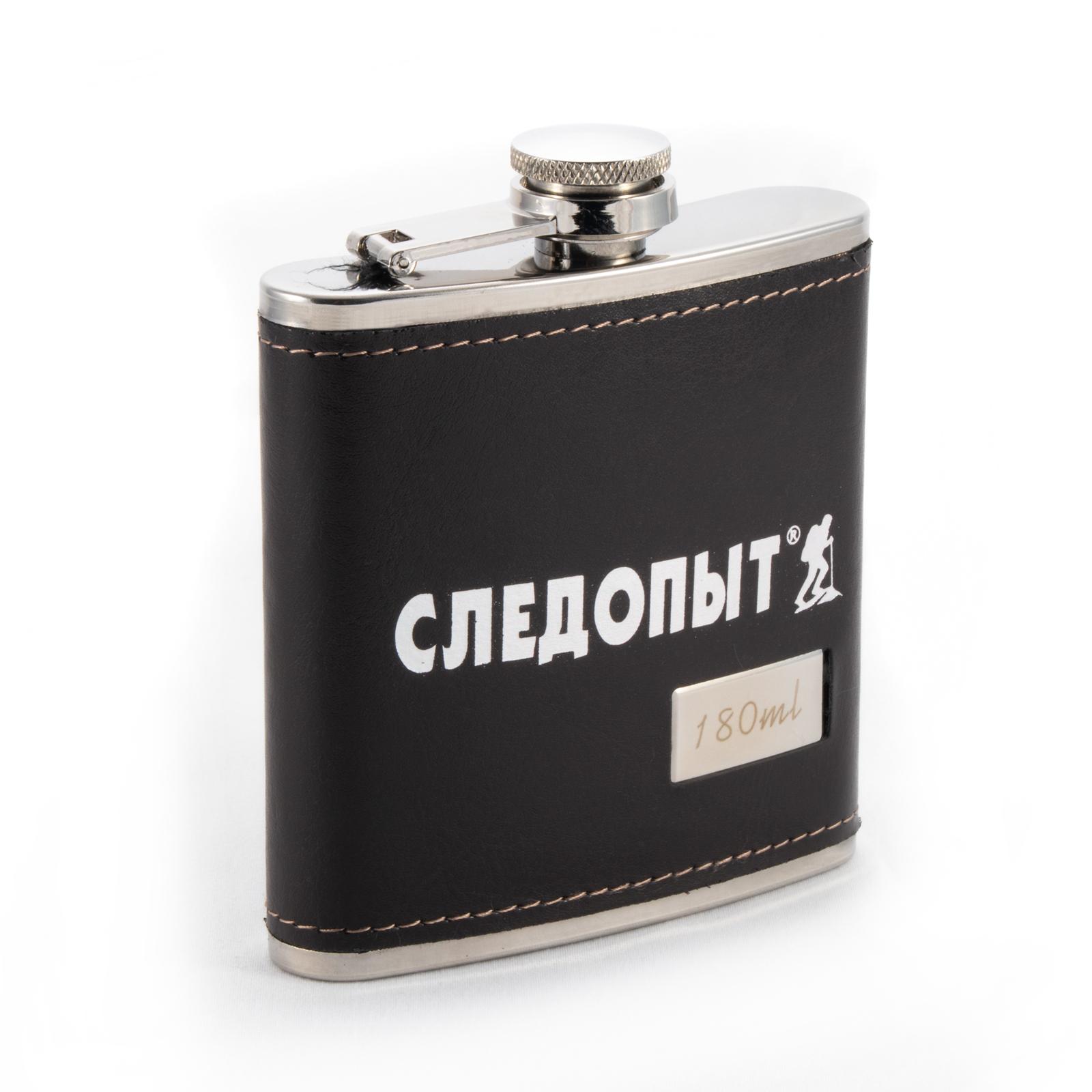 Фляжка «СЛЕДОПЫТ - Browny » в кож. оплете, 180 мл, цв. корич - 2