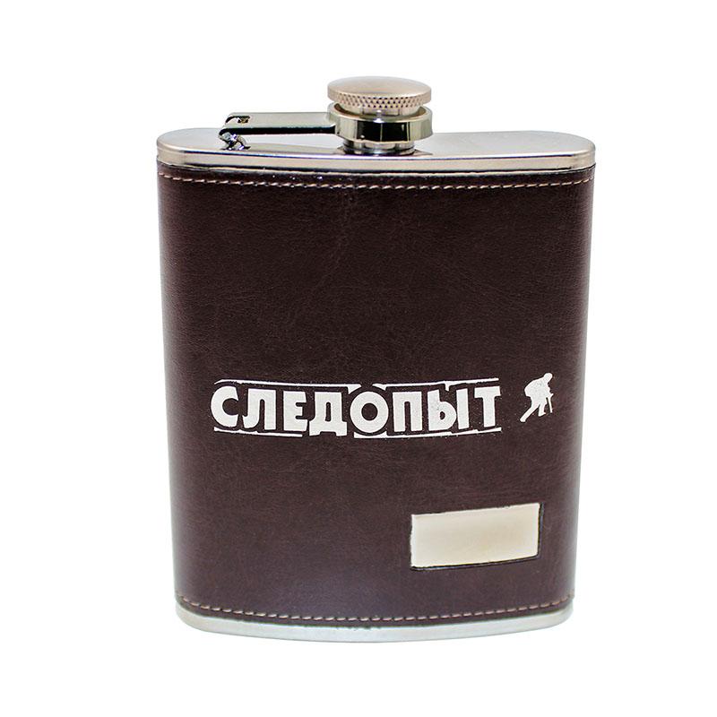 Фляжка «СЛЕДОПЫТ - Browny» в кож. оплете, 240 мл, цв. корич. - 6