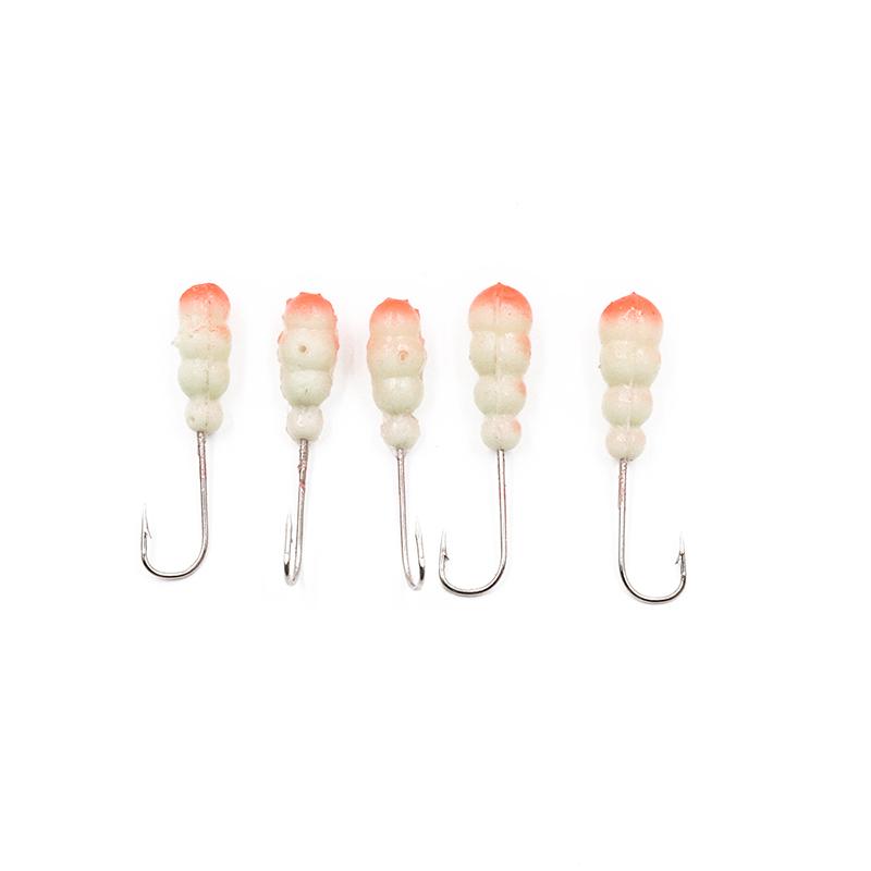 Мормышка полимерная ЯМАН "Опарыш" с отверстием, кр. №10, цв. фосфор-красный (уп. 5 шт.)