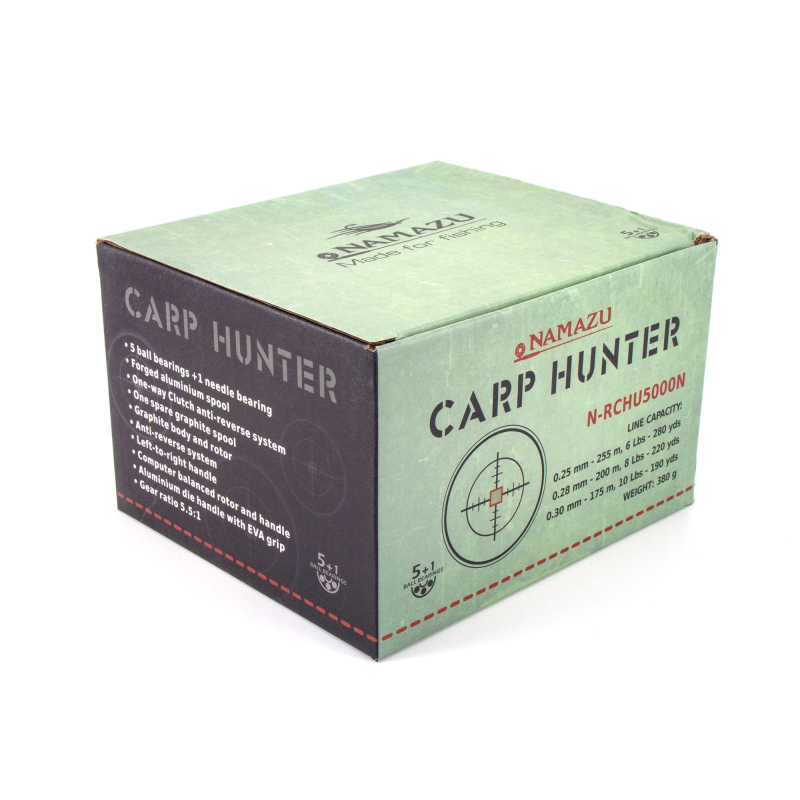 Катушка безынерционная Namazu Carp Hunter NEW CH5000, 5+1 подш., метал. шпуля + запасная графит. шпу - 2