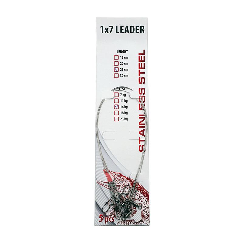 Поводок стальной NAMAZU Leader 1х7, d-0,45 мм, L-20 см, test- 23 кг (уп. 5 шт.)