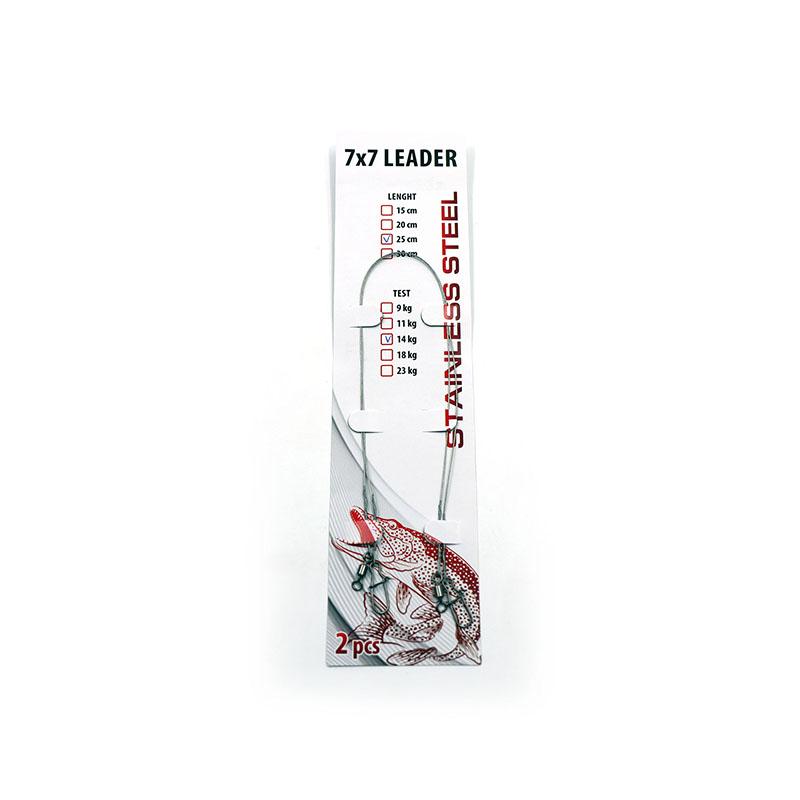 Поводок стальной NAMAZU Leader 7х7, d-0,33 мм, L-15 см, test- 11 кг (уп. 2 шт.) - 1